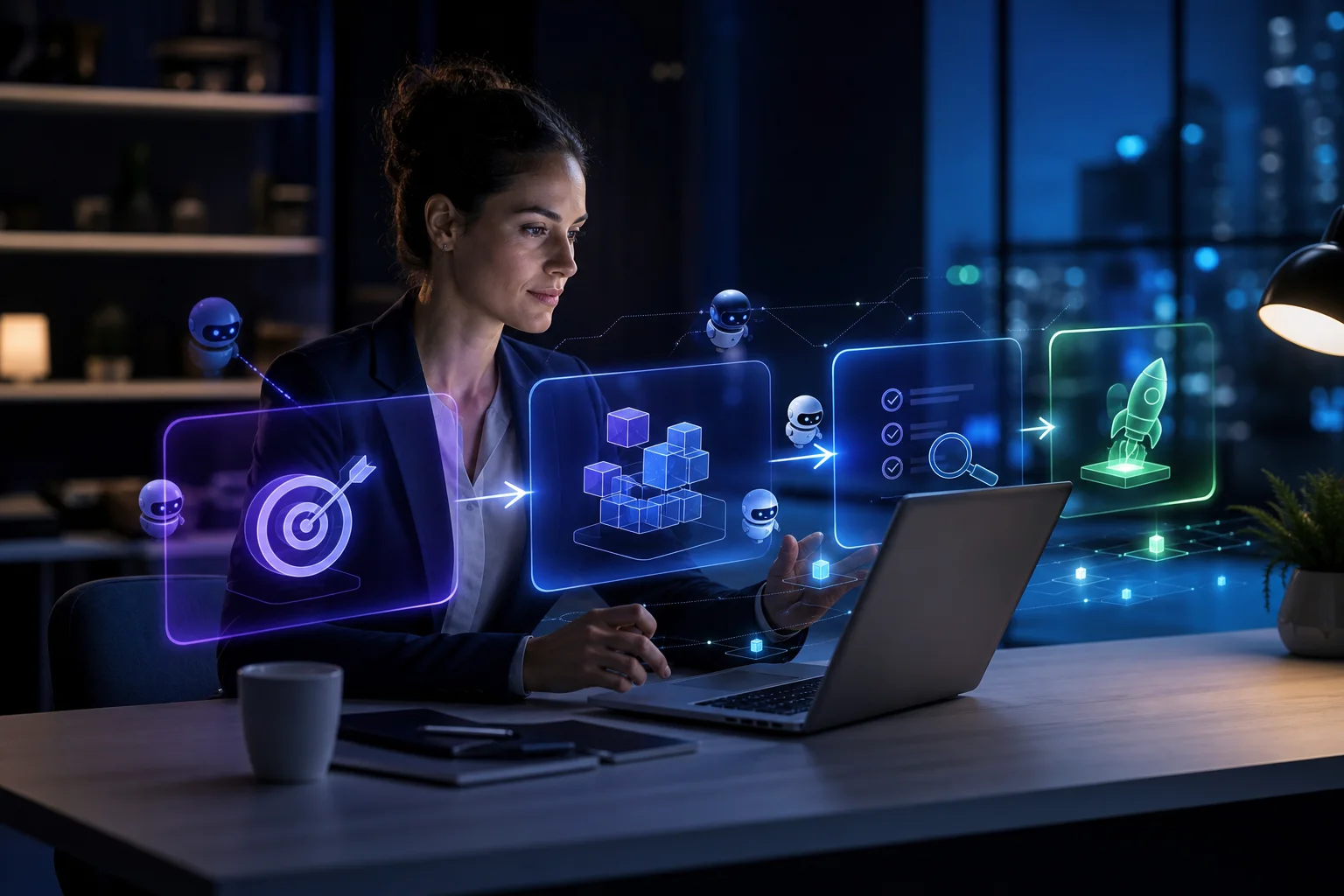 Profesional aplicando el método de dirección de agentes de IA